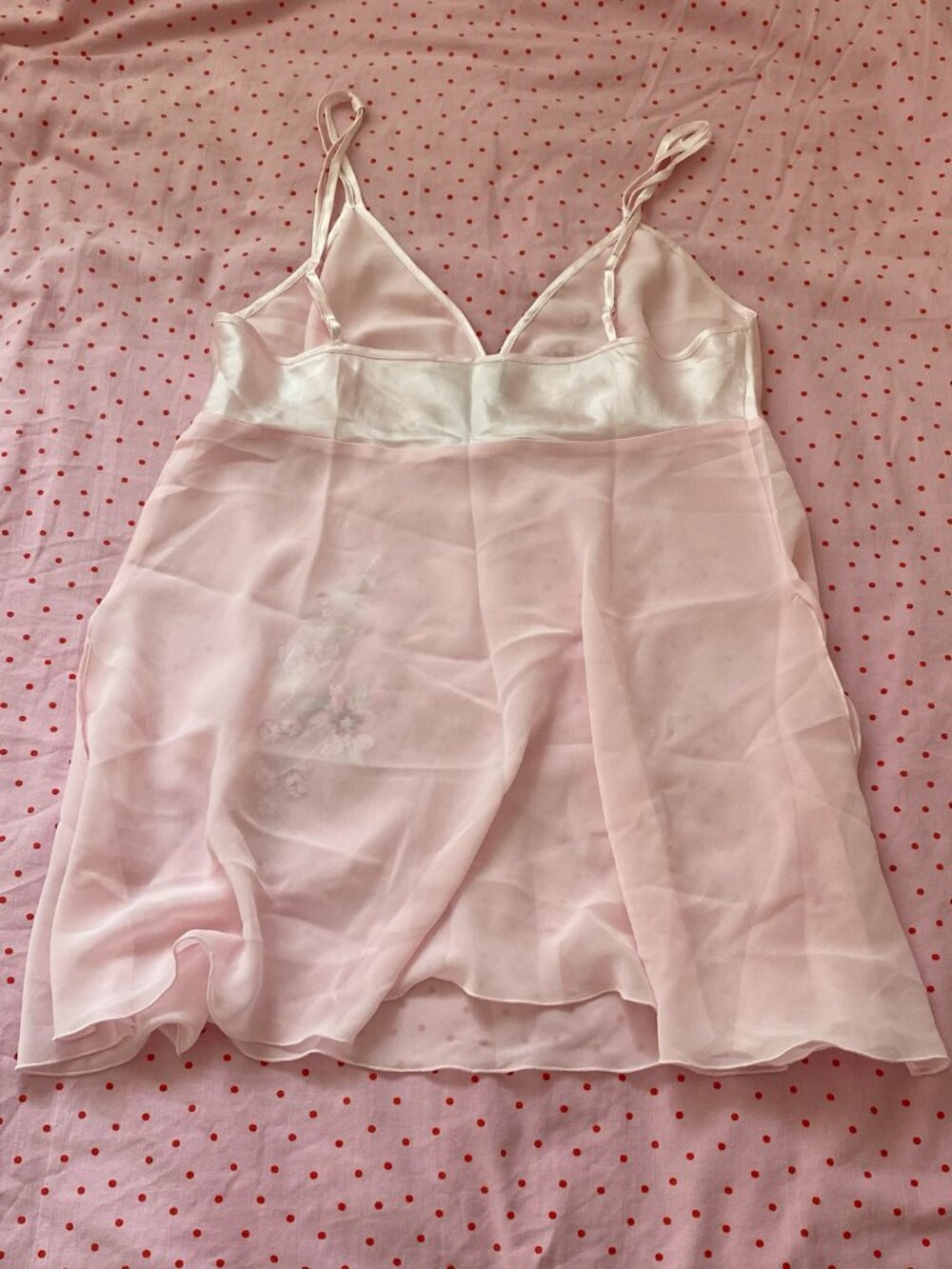Vintage Jessica Lingerie Pink Floral Embroidered Babydoll & Panty Set - Picture 8 of 8